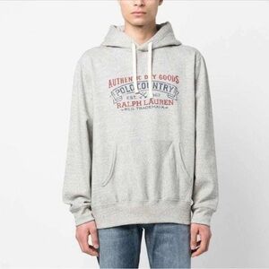 POLO Ralph Lauren Light Gray Hoodie with Red and Blue Logo Size Small